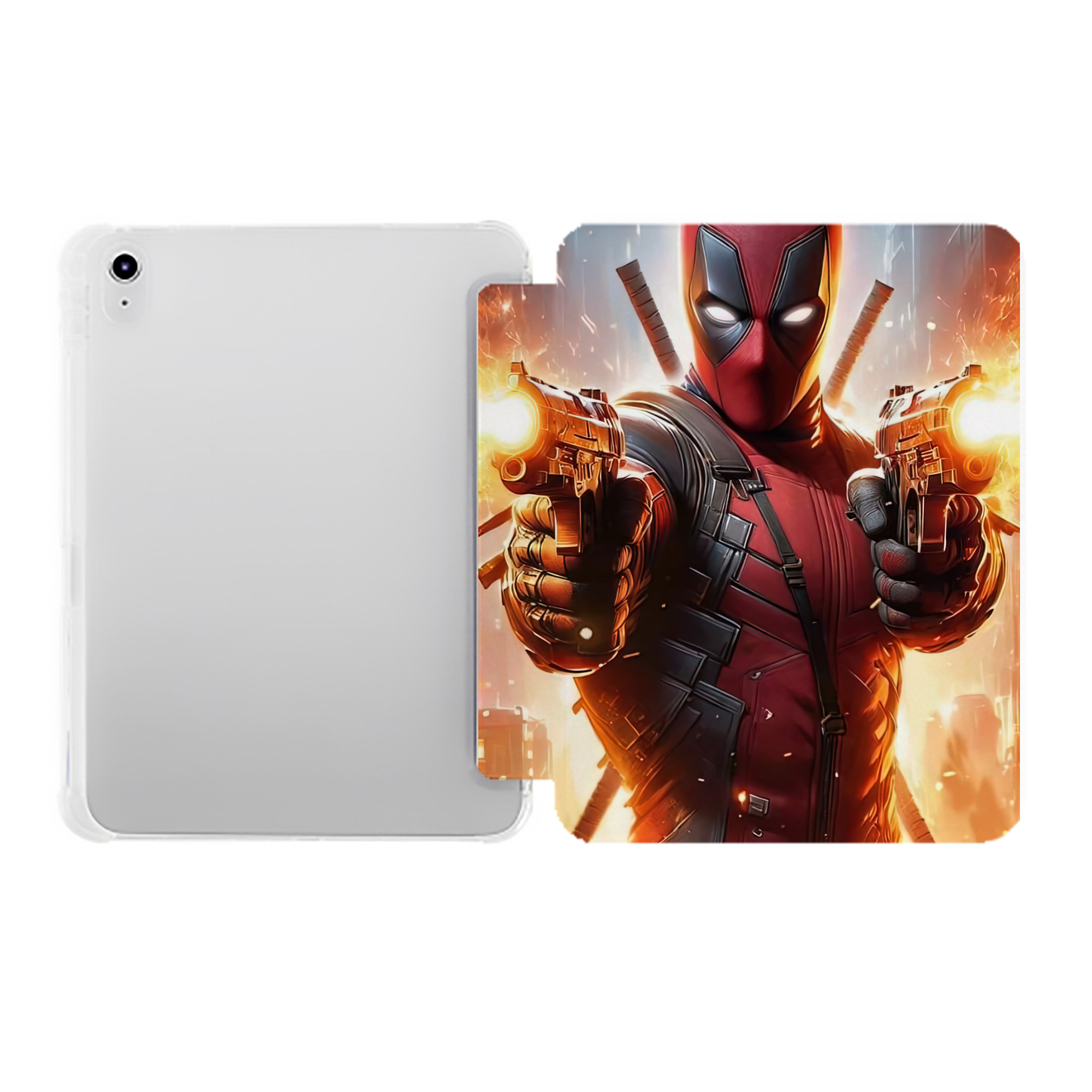 （画像用） Deadpool デッドプール IPad ケース ペン収納付き 三つ折りスタンド PUレザー×シリコン 対応機種9.5/10.5/10.9インチ